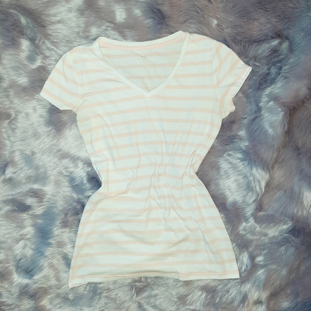 Bongo white and peach striped tshirt
